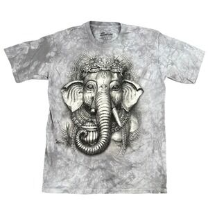 The Mountain T-Shirt Medium Big Face Ganesh Grey Tie Dye Medium Spiritual